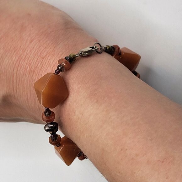 Artisan Tahitan Pearl Agate Sterling Silver Bracelet 8in - Picture 5 of 6